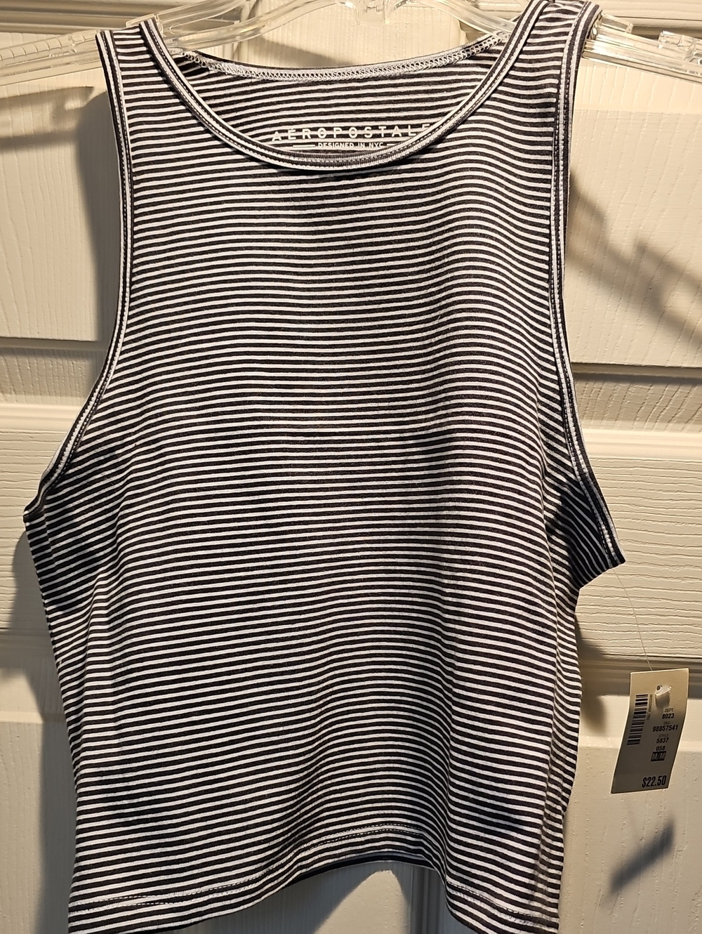 Aeropostale Black & White Striped Cropped Tank